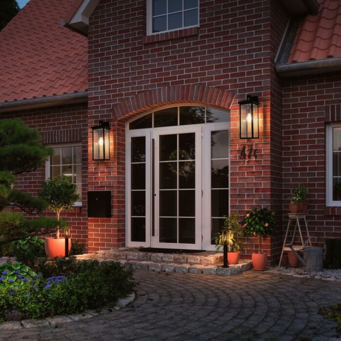 1 Set Farmhouse 1-Light Outdoor Wall Sconce – Black Exterior Lantern for Porch or Front Door