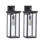 1 Set Farmhouse 1-Light Outdoor Wall Sconce – Black Exterior Lantern for Porch or Front Door