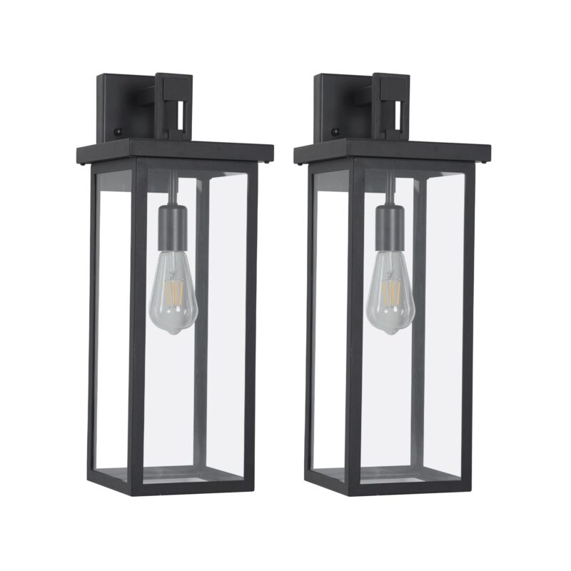 1 Set Farmhouse 1-Light Outdoor Wall Sconce – Black Exterior Lantern for Porch or Front Door