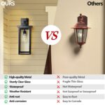 1 Set Outdoor Wall Light Fixture – 1-Light Black Lantern with Built-in Sensor, Waterproof