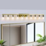 10 Light Gold Bathroom Vanity Light Fixture, Modern Wall Sconce with Clear Glass - Image 2