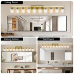10 Light Gold Bathroom Vanity Light Fixture, Modern Wall Sconce with Clear Glass - Image 3
