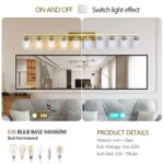 10 Light Gold Bathroom Vanity Light Fixture, Modern Wall Sconce with Clear Glass - Image 4
