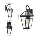 2 Pack Outdoor Wall Sconce – Black Porch Lantern Waterproof Lighting Fixture with Clear Glass