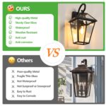 2 Pack Outdoor Wall Sconce – Black Porch Lantern Waterproof Lighting Fixture with Clear Glass