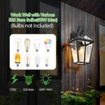 2 Pack Outdoor Wall Sconce – Black Porch Lantern Waterproof Lighting Fixture with Clear Glass