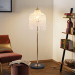 3-Light Crystal Floor Lamp – Elegant Waterfall Bead Design with Gold Finish - Image 3