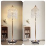 3-Light Crystal Floor Lamp – Elegant Waterfall Bead Design with Gold Finish - Image 4