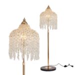 3-Light Crystal Floor Lamp – Elegant Waterfall Bead Design with Gold Finish - Image 5
