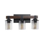3 Light Vanity Light, Modern Matte Black Bathroom Wall Fixture with Clear Glass Shades