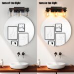 3 Light Vanity Light, Modern Matte Black Bathroom Wall Fixture with Clear Glass Shades - Image 3