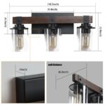3 Light Vanity Light, Modern Matte Black Bathroom Wall Fixture with Clear Glass Shades - Image 5