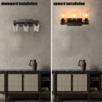 3 Light Vanity Light, Modern Matte Black Bathroom Wall Fixture with Clear Glass Shades - Image 2