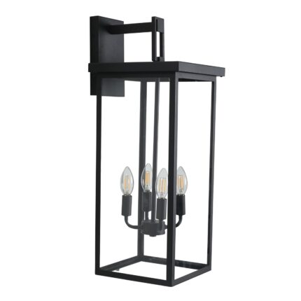 4-Light 25.6 Outdoor Wall Sconce – Black Waterproof Porch Light Fixture