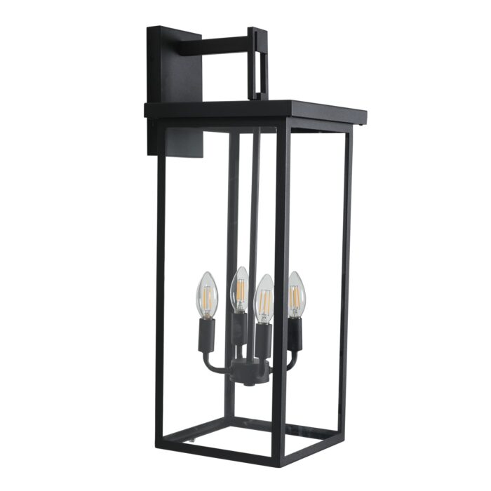 4-Light 25.6 Outdoor Wall Sconce – Black Waterproof Porch Light Fixture
