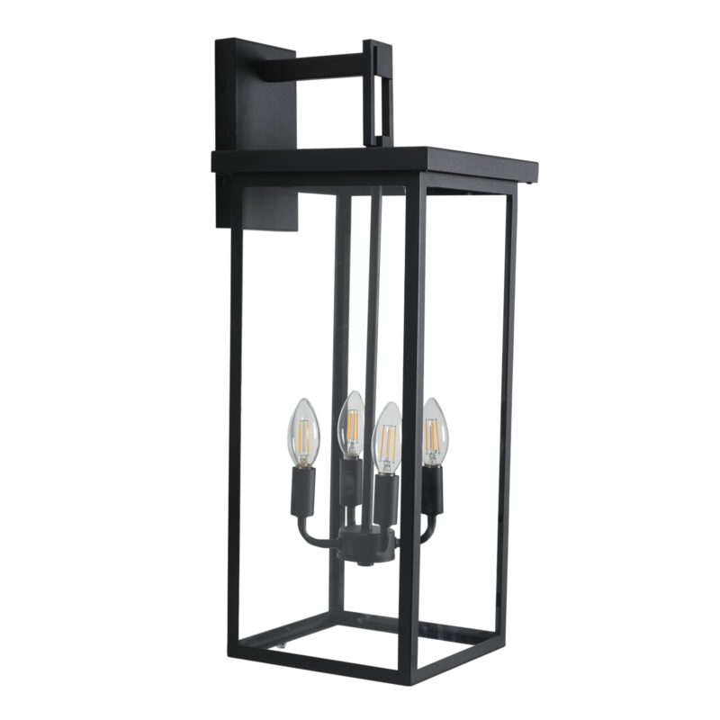 4-Light 25.6 Outdoor Wall Sconce – Black Waterproof Porch Light Fixture