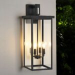 4-Light 25.6 Outdoor Wall Sconce – Black Waterproof Porch Light Fixture