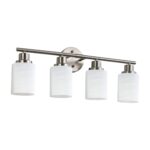 4-Light Brushed Nickel Vanity Sconce – Modern Bathroom Wall Lamp with Frosted Glass