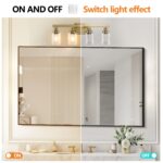4 Light Gold Vanity Light with Clear Glass Shades, E26 Bulb Compatible Bathroom Fixture - Image 5