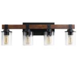 4 Light Vanity Light Farmhouse Bathroom Wall Fixture With Clear Glass Shades
