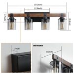 4 Light Vanity Light Farmhouse Bathroom Wall Fixture With Clear Glass Shades - Image 5
