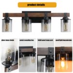 4 Light Vanity Light Farmhouse Bathroom Wall Fixture With Clear Glass Shades - Image 4