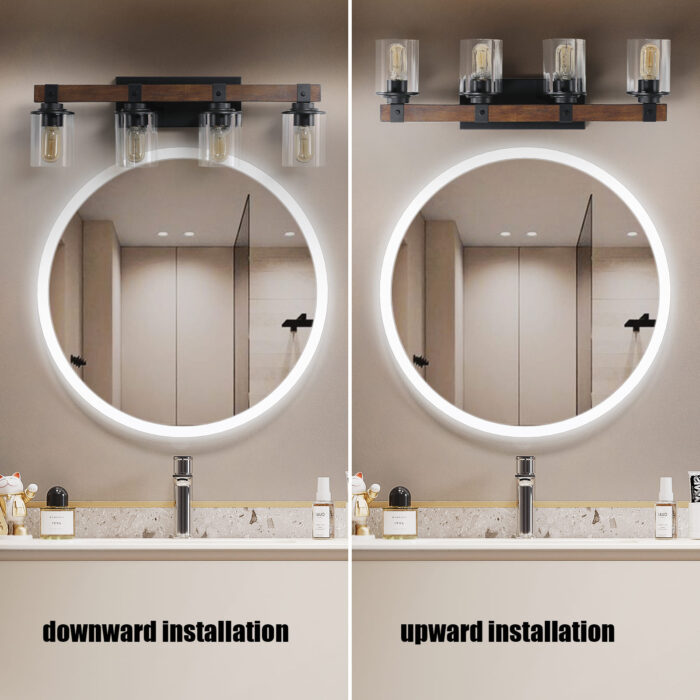 4 Light Vanity Light Farmhouse Bathroom Wall Fixture With Clear Glass Shades - Image 2