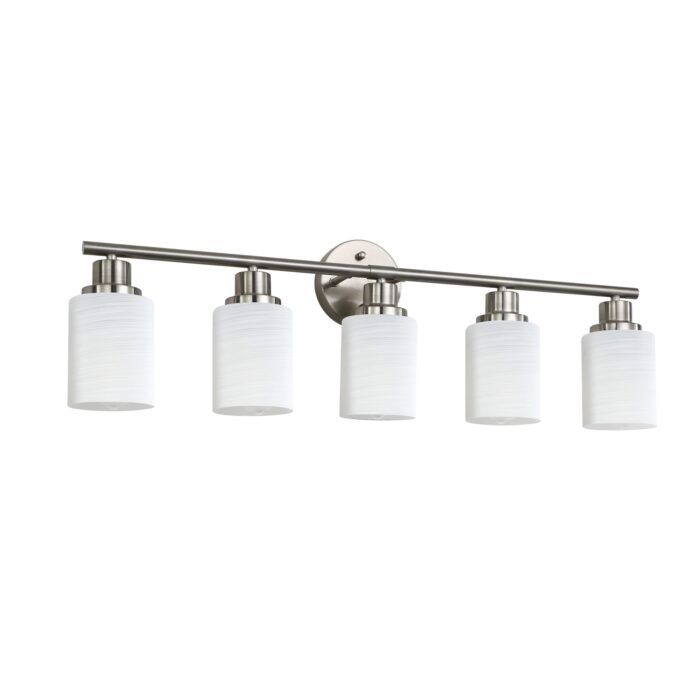 5-Light Brushed Nickel Vanity Light – Modern Bathroom Wall Lamp (No Bulbs Included) - Image 1