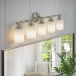 5-Light Brushed Nickel Vanity Light – Modern Bathroom Wall Lamp (No Bulbs Included) - Image 2