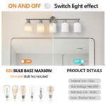 5-Light Brushed Nickel Vanity Light – Modern Bathroom Wall Lamp (No Bulbs Included) - Image 6