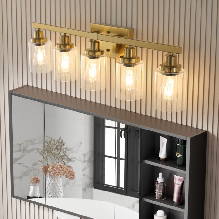 5 Light Luxury Gold Vanity Light – Modern Contemporary Bathroom Lighting Fixture - Image 2