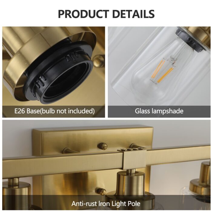 5 Light Luxury Gold Vanity Light – Modern Contemporary Bathroom Lighting Fixture - Image 4