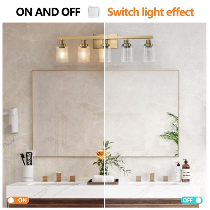 5 Light Luxury Gold Vanity Light – Modern Contemporary Bathroom Lighting Fixture - Image 5