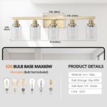 5 Light Luxury Gold Vanity Light – Modern Contemporary Bathroom Lighting Fixture - Image 6