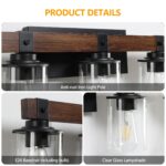 5 Light Vanity Light, Rustic Farmhouse Bathroom Wall Lamp With Clear Glass - Image 5