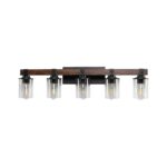 5 Light Vanity Light, Rustic Farmhouse Bathroom Wall Lamp With Clear Glass