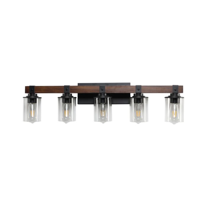 5 Light Vanity Light, Rustic Farmhouse Bathroom Wall Lamp With Clear Glass - Image 1
