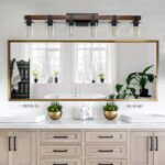 6 Light Vanity Light, Modern Farmhouse Rustic Bathroom Wall Fixture In Brown Finish - Image 3
