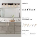 6 Light Vanity Light, Modern Farmhouse Rustic Bathroom Wall Fixture In Brown Finish - Image 6