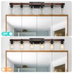 6 Light Vanity Light, Modern Farmhouse Rustic Bathroom Wall Fixture In Brown Finish - Image 4