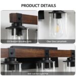 6 Light Vanity Light, Modern Farmhouse Rustic Bathroom Wall Fixture In Brown Finish - Image 5