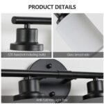 6-Light Vanity Light – Modern Black Bathroom Wall Fixture with Frosted Glass Shades - Image 6