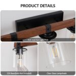 7 Light Bathroom Vanity Lights, Rustic Wood And Metal Bathroom Wall Fixture For Farmhouse Decor - Image 5