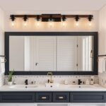 7 Light Bathroom Vanity Lights, Rustic Wood And Metal Bathroom Wall Fixture For Farmhouse Decor - Image 2