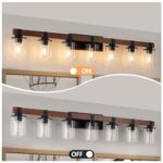 7 Light Bathroom Vanity Lights, Rustic Wood And Metal Bathroom Wall Fixture For Farmhouse Decor - Image 4