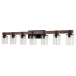 7 Light Bathroom Vanity Lights, Rustic Wood And Metal Bathroom Wall Fixture For Farmhouse Decor