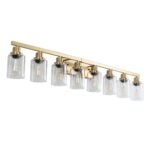 8 Light Gold Vanity Light, Contemporary Bathroom Wall Sconce with Glass Shades