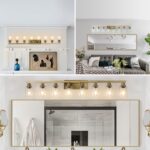 8 Light Gold Vanity Light, Contemporary Bathroom Wall Sconce with Glass Shades - Image 3