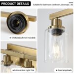 8 Light Gold Vanity Light, Contemporary Bathroom Wall Sconce with Glass Shades - Image 5