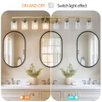 8 Light Gold Vanity Light, Contemporary Bathroom Wall Sconce with Glass Shades - Image 4